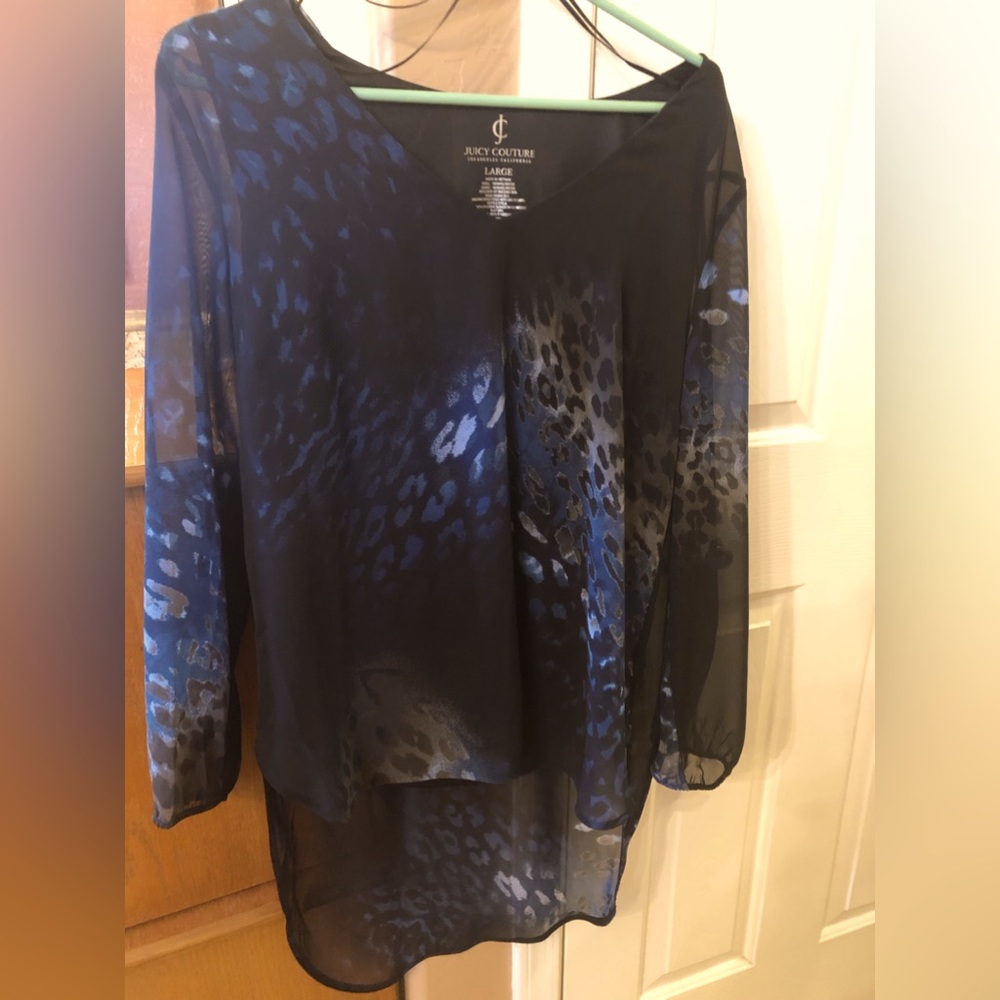 ✨✨REDUCED!!! ✨✨Juicy Couture Leopard Multi-color Flowing Crepe Tunic Blouse